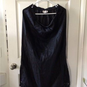 Large black cotton skirt!  Black lace trim on skirt bottom long